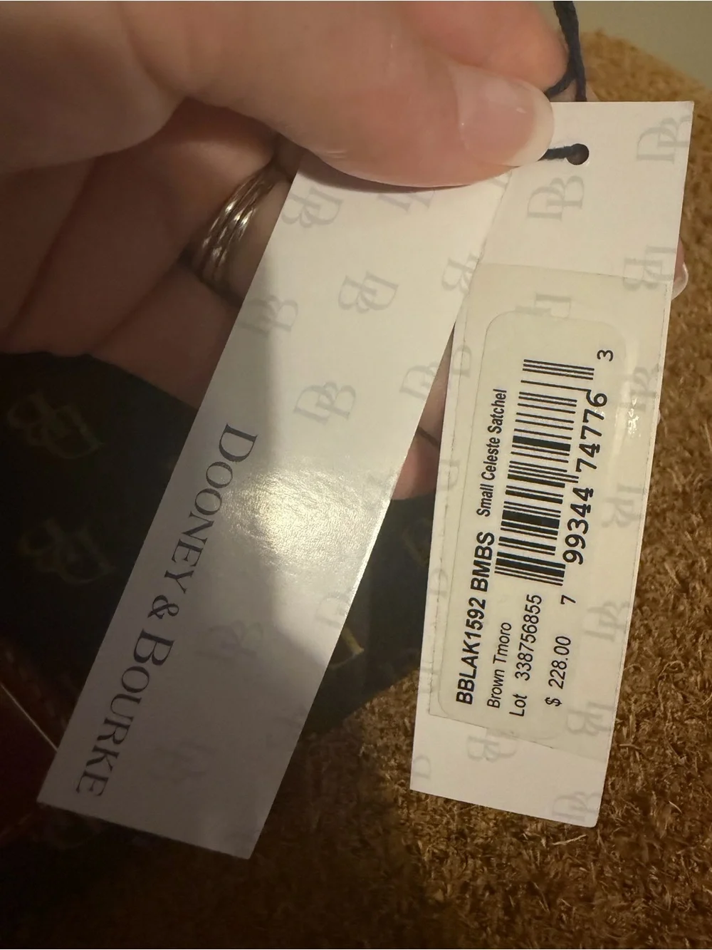 Dooney & Bourke Brown Satchel with Tan Handles and Gold Logo